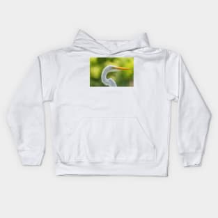 handsome great egret Kids Hoodie